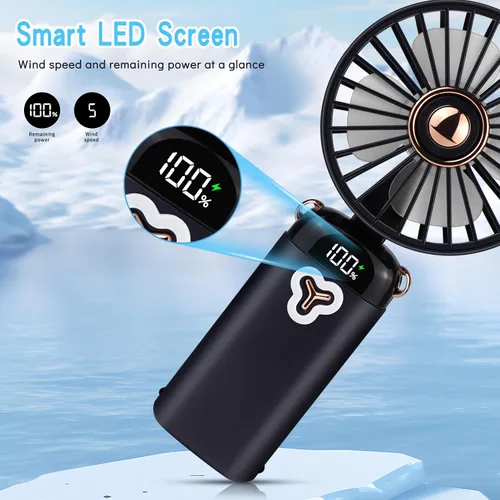 Miniatura 4 de Versátil ventilador portátil 4 en 1, ventilador a pilas con base, ajustable a 90°, mini ventiladores recargables, pantalla digital y capacidad