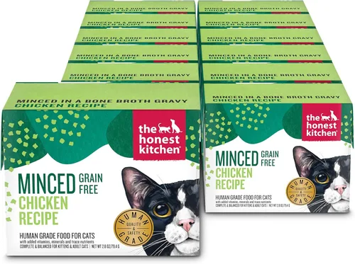 Miniatura 12 de The Honest Kitchen Human Grade - Alimento húmedo picado para gatos con caldo de pollo en hueso, 5.5 onzas (paquete de 12)