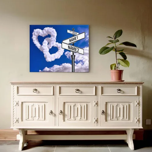 Miniatura 14 de Impresiones en lienzo personalizadas: letrero de calle Crossroads para parejas, arte de pared, nombres y fechas, regalo personalizado, impresión