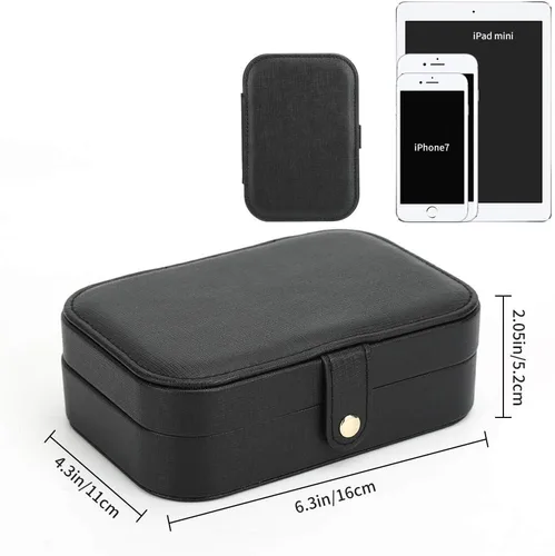 Miniatura 5 de FEISCON Joyero pequeño organizador de almacenamiento para collares, anillos, mini joyero, organizador de joyas de viaje de doble capa para mujeres