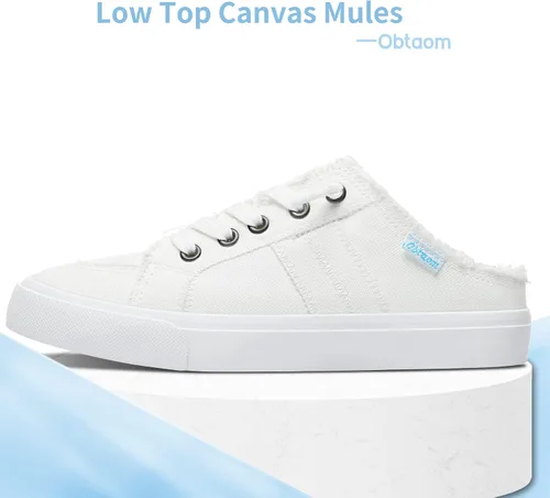 Miniatura 2 de Obtaom Zapatillas de lona para mujer, con espuma viscoelástica, cómodas, sin espalda, para vacaciones