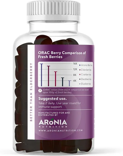 Miniatura 2 de Aronia SuperBerry - Gomitas de apoyo inmunológico diario, ricas en antioxidantes, mejor que la baya del saúco, gran sabor a bayas naturales, 60