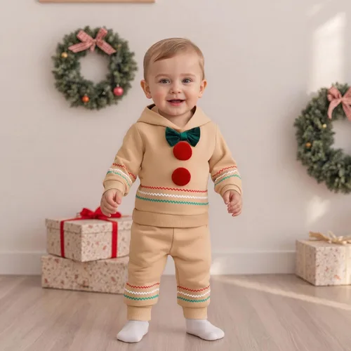 Miniatura 97 de Conjunto de ropa de otoño e invierno para bebé y niño, sudadera larga con capucha y pantalones para niños pequeños, 6, 12, 18, 24 meses, 2T