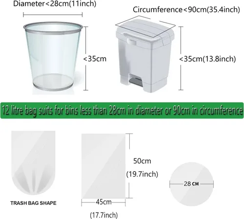 Miniatura 5 de Bolsas de basura pequeñas de 2.6 galones, bolsa de basura biodegradable para oficina, dormitorio, automóvil
