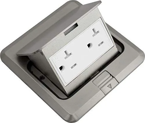 Orbit Industries FLBPU-D-S-SS - Cubierta cuadrada para caja de piso con receptáculo dúplex, resistente a manipulaciones, acero inoxidable