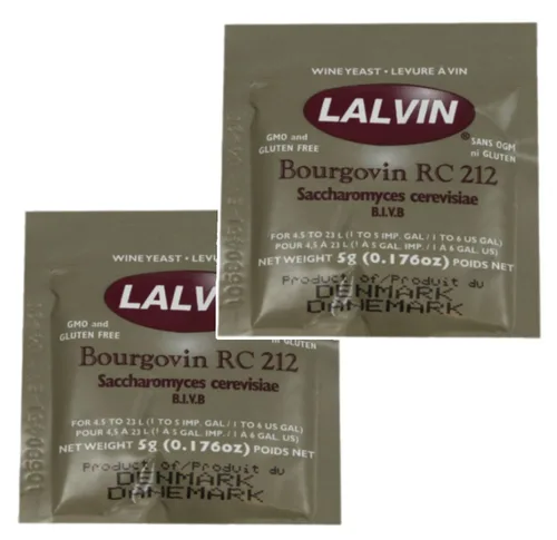 2 x Lalvin RC 212 Levadura Vino Tinto 0.18 oz Homebrew Fabricación de Vino 4.5L-23L Pinot Noir