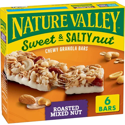 Miniatura 22 de Nature Valley Barras de granola de nueces dulces y saladas, chocolate oscuro cacahuate almendra, 6 barras, 7.2 oz