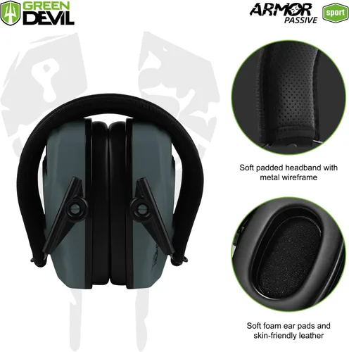 Miniatura 3 de GREEN DEVIL Reducción de ruido Protección auditiva Orejeras de seguridad pasiva Auriculares delgados para disparar rango de pistola Gris