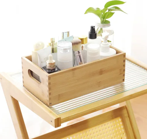 Miniatura 3 de ANMINY Juego de 4 cajas de madera anidables para almacenamiento, contenedores de almacenamiento de madera de bambú, cajas de almacenamiento