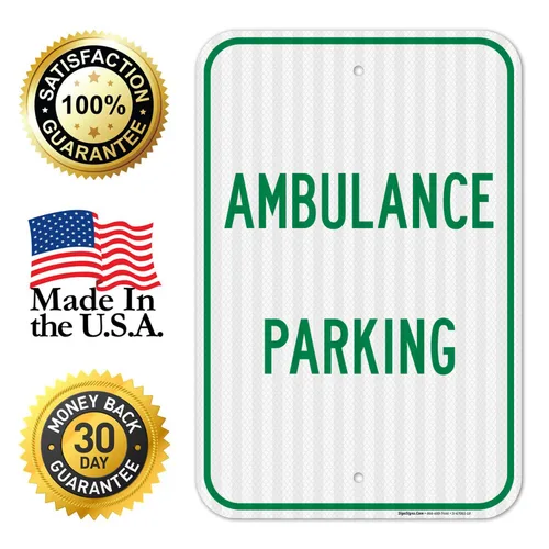 Miniatura 8 de Señal de estacionamiento para ambulancia, 12 x 18 pulgadas, 3M EGP reflectante aluminio .063, resistente a la decoloración, fabricado en Estados