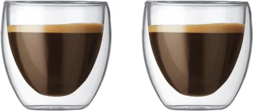 Set de dos Bodum Pavina de 2.5 onzas, con vidrio doble, extra pequeños., Empaque original, Transparente