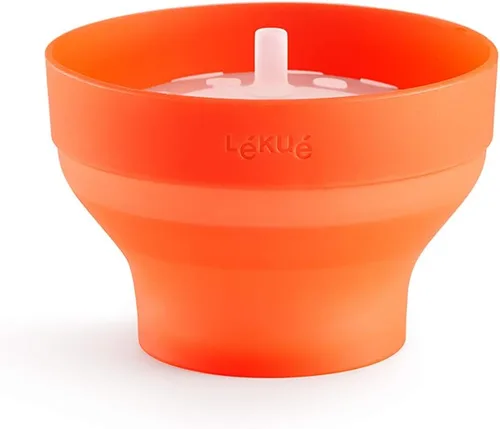 Miniatura 2 de Lékué - Mini máquina para hacer palomitas de maíz para microondas, talla XS, color rojo, tazón de palomitas emergente rápido y saludable, sirve