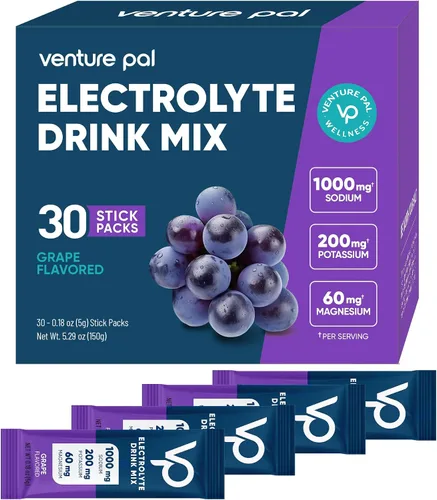 Miniatura 9 de Venture Pal Paquete de electrolitos en polvo sin azúcar con alto contenido de sodio, paquetes de hidratación cero calorías con vitamina, sodio