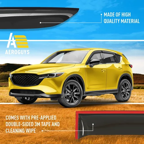 Miniatura 6 de Deflectores de ventana extra duraderos, viseras de ventana con cinta adhesiva, protectores de lluvia para Mazda CX-5 2017-2026, viseras solares