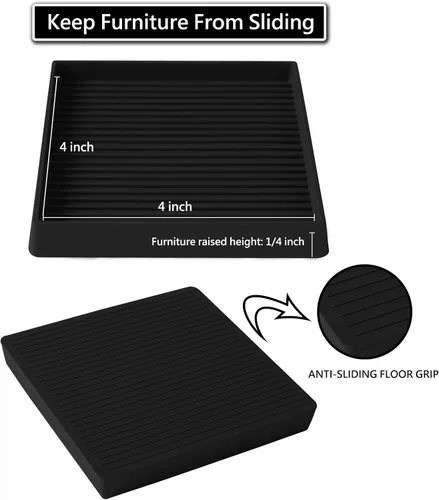 Miniatura 6 de Copas cuadradas de goma para muebles de 4x4 pulgadas, almohadillas antideslizantes para muebles, topes para cama, protectores de piso con agarre