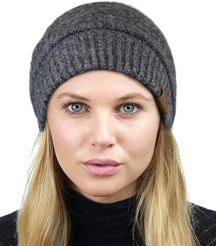 Miniatura 404 de C.C Trendy Warm Chunky Soft Stretch Cable Knit Beanie