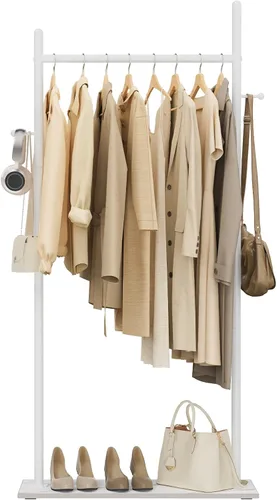 Miniatura 11 de Nianerfaya Perchero con 2 ganchos, almacenamiento de ropa de pie para interiores, perchero para colgar ropa para dormitorio, perchero de metal