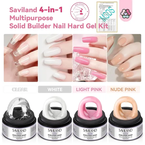 Miniatura 2 de SAVILAND Kit de Gel de Uñas Constructor Sólido No Pegajoso: Kit de Inicio de Arte de Uñas 3D Escultura de Uñas Gel Sólido Duro de Larga Duración