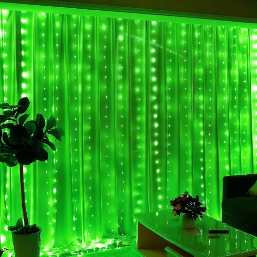 Miniatura 12 de HXWEIYE 300 luces LED de cortina de hadas, 9.8 x 9.8 pies, enchufe USB, 8 modos de luces colgantes de Navidad con control remoto para dormitorio