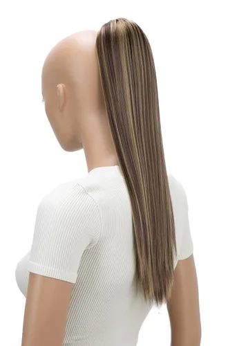 Miniatura 8 de CAISHA Extensión de cola de caballo de 22" con cordón voluminoso Straigtht negro-marrón PH503