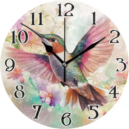 Miniatura 15 de Reloj de pared con mariposas moradas, silencioso, funciona con pilas, floral, sin tictac, decorativo, reloj analógico de cuarzo redondo de 9.5 A01