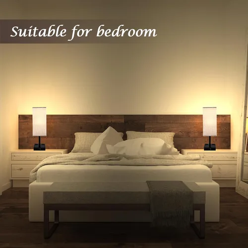 Miniatura 7 de Lámpara de mesa táctil para dormitorio, lámpara de noche regulable continua con puertos USB C+A y 3 temperaturas de color, luz de mesita de noche