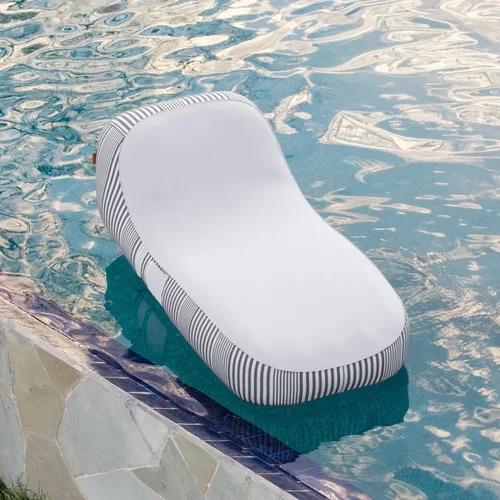 Miniatura 14 de Big Joe Lux Chaise - Flotador inflable prémium para piscina, rayas azul marino y marfil, malla de primera calidad, mezcla de poliéster duradera