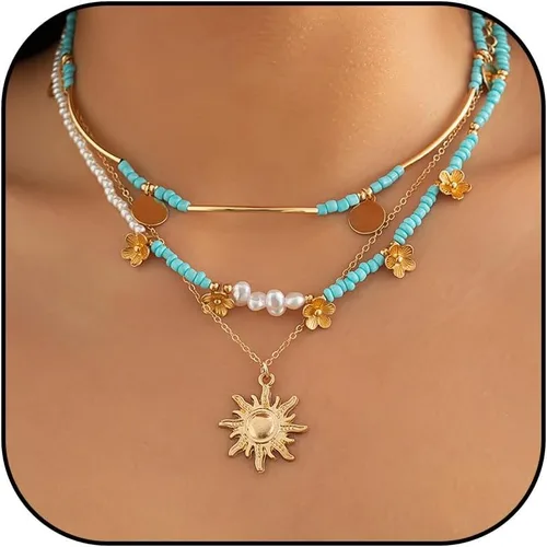 Miniatura 19 de Long tiantian Collares en capas para mujer, joyería occidental para mujer, collar de moneda apilable, collar de país, moderno, bohemio, verano
