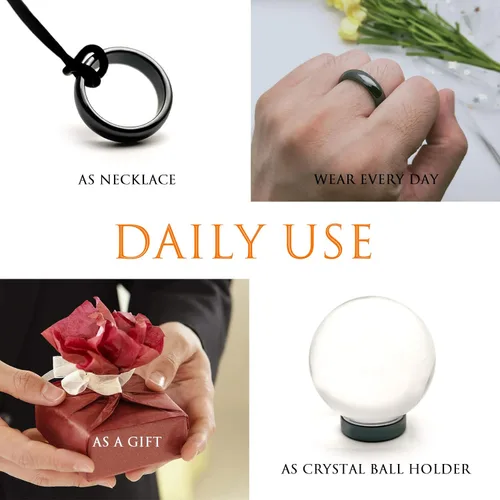 Miniatura 34 de Morchic - Anillos unisex de piedras de hematita, para equilibrar ansiedad, chakra raíz, (paquete de tamaños mixtos)