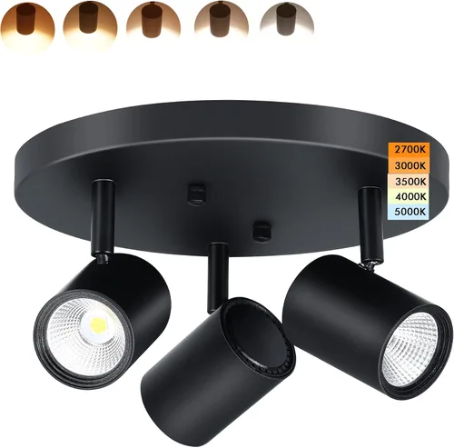 Miniatura 10 de CLOUDY BAY Lámpara de techo LED de montaje empotrado, CRI90+ 9W 3000K 4000K 5000K seleccionable regulable, cabezal de luz de pista de techo