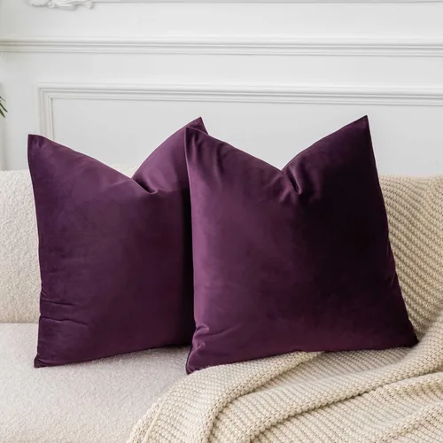 Juspurbet - Juego de 2 fundas decorativas de terciopelo para cojines, fundas suaves para sofá, cama o sillón con cremallera oculta, para sala y