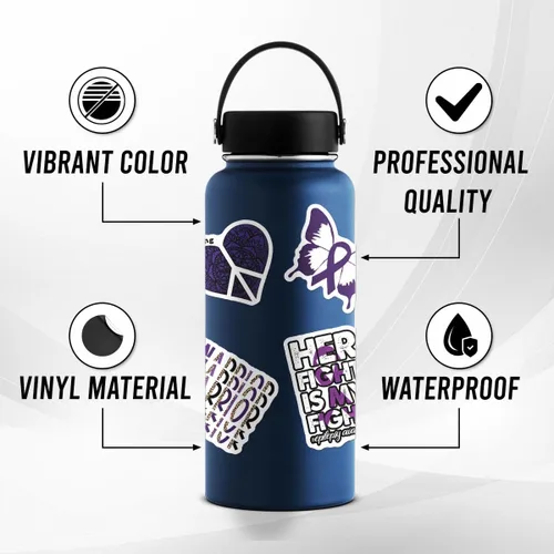 Miniatura 5 de Paquete de 50 calcomanías inspiradoras para botellas de agua, vinilo impermeable para laptop, equipaje, cinta morada, paquete de calcomanías