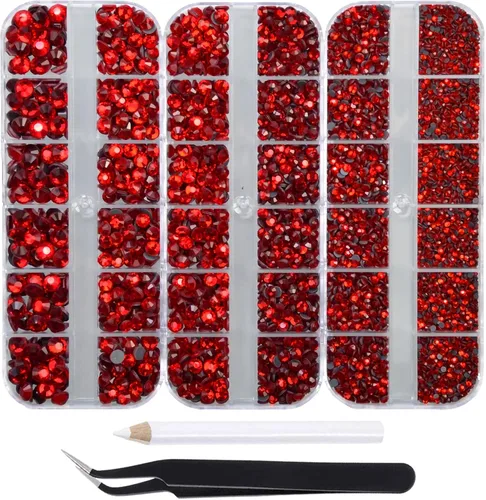 Miniatura 10 de Massive Beads Más de 9500 diamantes de imitación termoadhesivos redondos de vidrio con parte trasera plana para hacer tú mismo con 1 pinza y 1 12