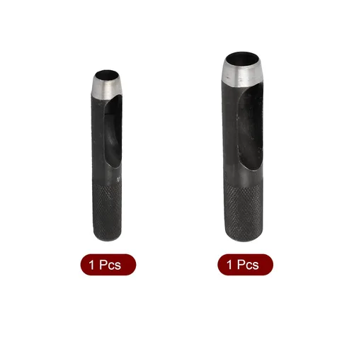 Miniatura 3 de uxcell 2pcs 0.591 in & 0.472 in Dia Metal Knurled Shank Hollow Hole Punch para correa de junta de cuero
