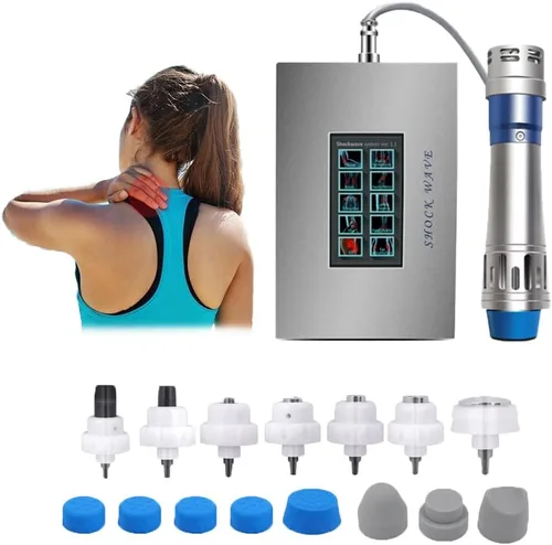 Masajeador corporal Máquina de terapia de ondas de choque para alivio del dolor de relajación muscular corporal con 7 cabezales de masajeador