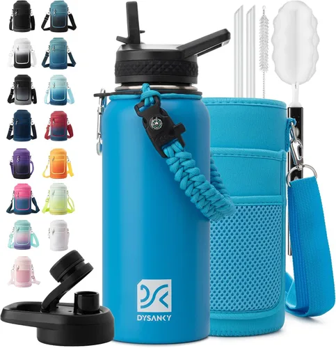 Miniatura 20 de DYSANKY Botella de agua aislada de 32 onzas, metal al vacío de acero inoxidable grueso, jarra de agua deportiva portátil para gimnasio y senderismo