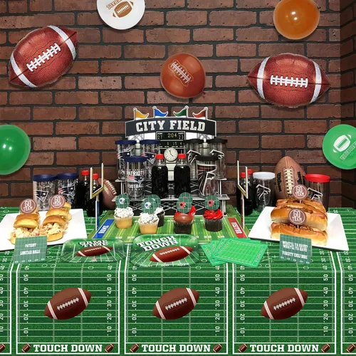 Miniatura 6 de Manteles de fútbol, paquete de 4 fundas rectangulares para mesa de fútbol, para el día del juego, campo de fútbol para decoraciones de fútbol