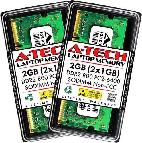 Miniatura 4 de A-Tech 1 GB DDR2 800 MHz SODIMM PC2-6400 1.8V CL6 200-Pin Non-ECC Unbuffered Laptop Módulo de actualización de memoria RAM