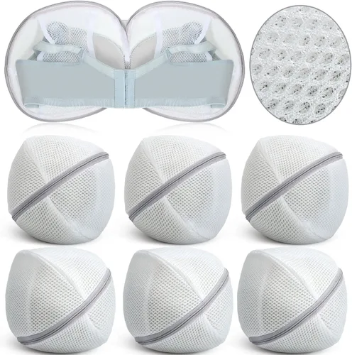 Miniatura 9 de Shappy 6 piezas de bolsas de malla para lavar brasieres para lavandería, bolsas de lavado de lencería y ropa interior con cremallera para mujeres