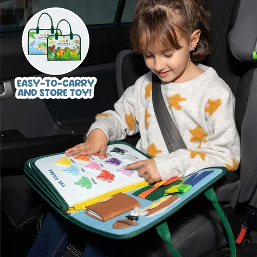 Miniatura 5 de BONNYCO Tablero Ocupado para Animales de 1 Año. Libro Ocupado Montessori para Niños Pequeños 1-3 2-4, Libro Silencioso de Fieltro para Bebé.
