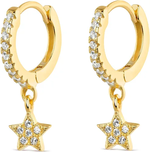 VACRONA - Aretes tipo arracadas con corazón de oro, abrazadores, pequeños para mujer, chapados en oro de 14 quilates