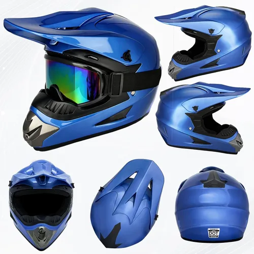 Miniatura 3 de Cascos de motocross para jóvenes, aprobados por DOT, motocross, ATV, todoterreno, cuatro ruedas, cascos de motocicleta BMX con gafas, guantes
