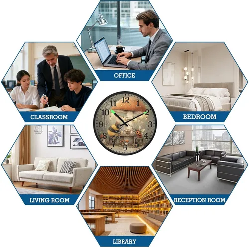 Miniatura 8 de Luminous Voice-Activated Clock Non-Ticking Silent Battery Operated Small Analog Clock Retro Bees 12 Inch for Office, Home, Bathroom, Kitchen