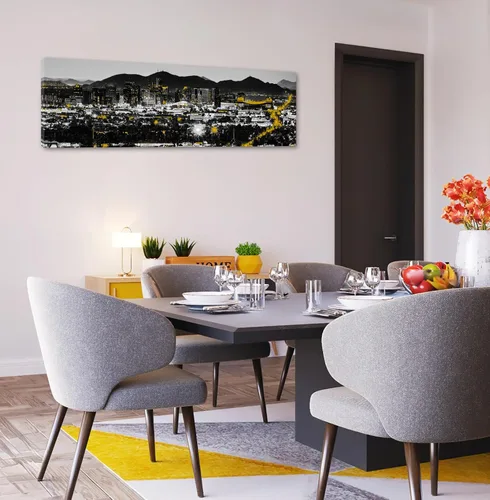 Miniatura 5 de JiazuGo Phoenix Skyline Arte de Pared en Lienzo - Paisaje Urbano de Arizona Enmarcado (14x48 Pulgadas) Negro y Blanco con Amarillo, Decoración