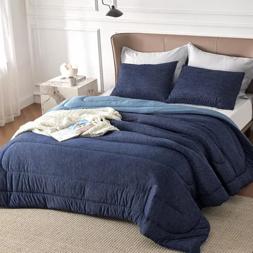 Miniatura 17 de Bedsure - Juego de edredón queen - Juego de ropa de cama refrescante y cálida, ropa de cama reversible gris claro para todas las estaciones, 3 03
