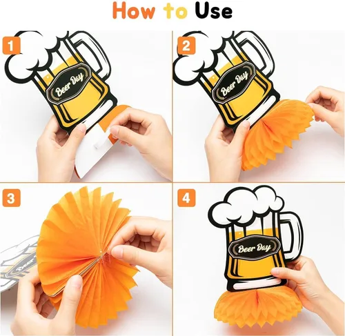 Miniatura 4 de ANGOLIO Centros de mesa de cerveza de whisky – 12 piezas de whisky de panal de abeja para hombres, centro de mesa de 40, 50, 60, fiesta