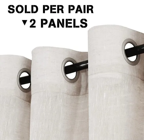 Miniatura 3 de H.VERSAILTEX Cortina de lino natural (2 paneles, 52 x 84 pulgadas) paquete de cortinas 100% opacas impresas (2 paneles, 52 x 84 pulgadas)