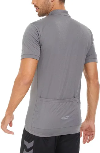 Miniatura 2 de bpbtti - Camiseta de ciclismo de manga corta para hombre, camiseta de ciclismo MTB con media cremallera frontal y 3 bolsillos posteriores