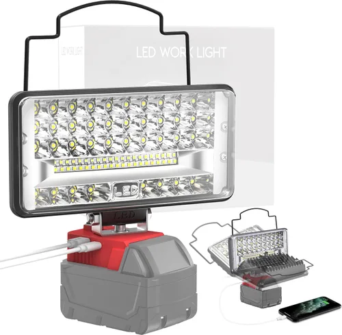 Miniatura 10 de MtiolHig Luz de trabajo LED inalámbrica compatible con batería Milwaukee de 18 V - Luz de construcción de inundación portátil de emergencia
