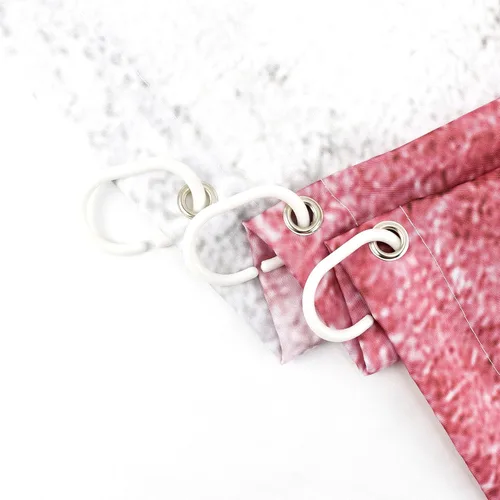 Miniatura 5 de EOBTAIN Cortina de ducha de invierno con copos de nieve para baño, divertido patrón de copos de nieve rosa y gris, cortina de ducha de tela blanca